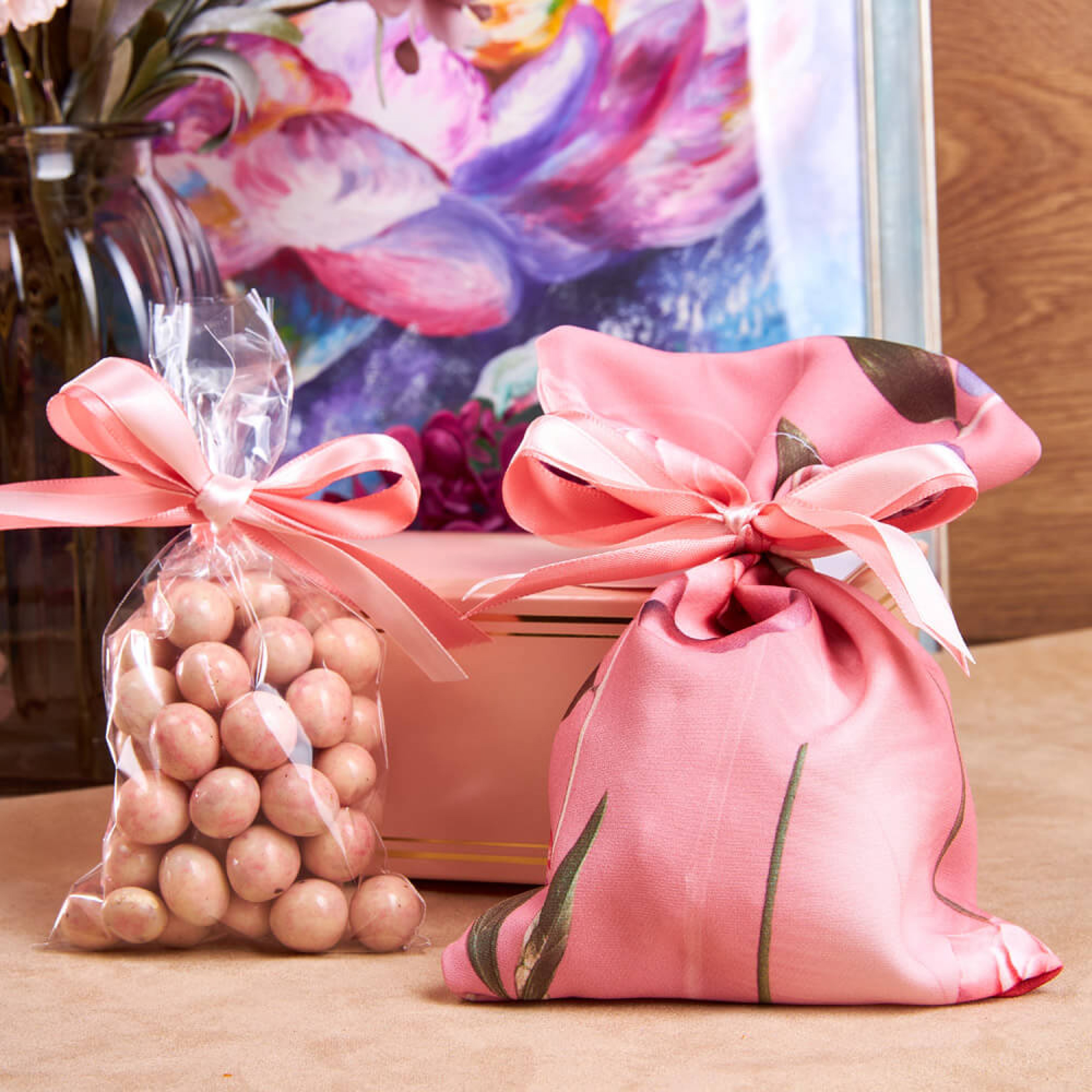 Подарочный набор «Цветы на розовом»